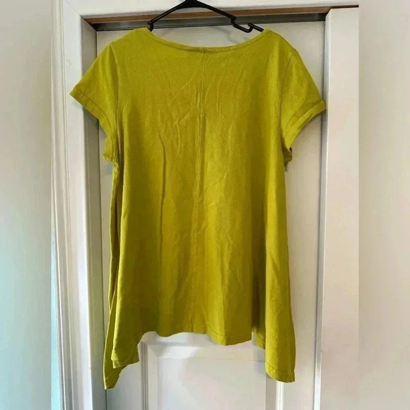 Bryn Walker Women’s Tunic Top Medium Charlie Shirt Blouse Green Shark Bite Hem - Picture 2 of 5